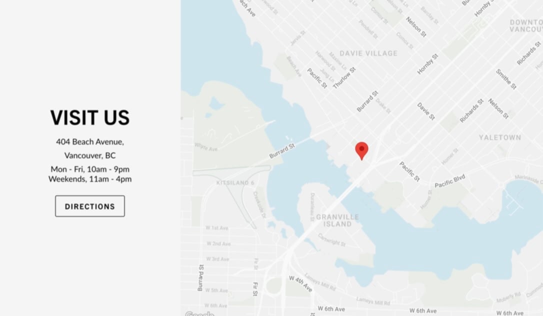 An example of the Map section with it's light style option