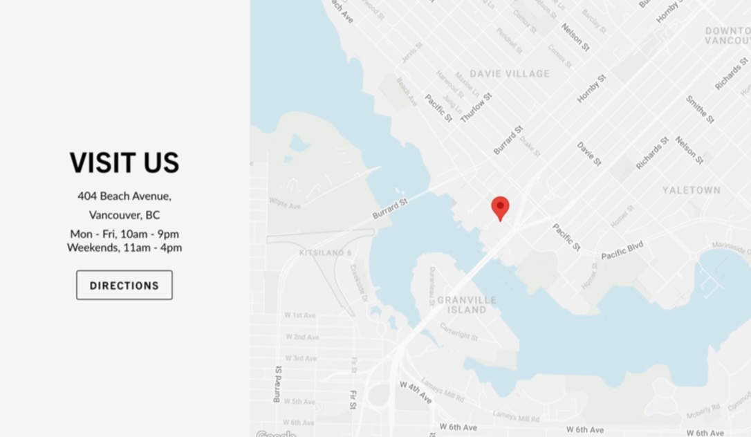 An example of the Map section with it's light style option