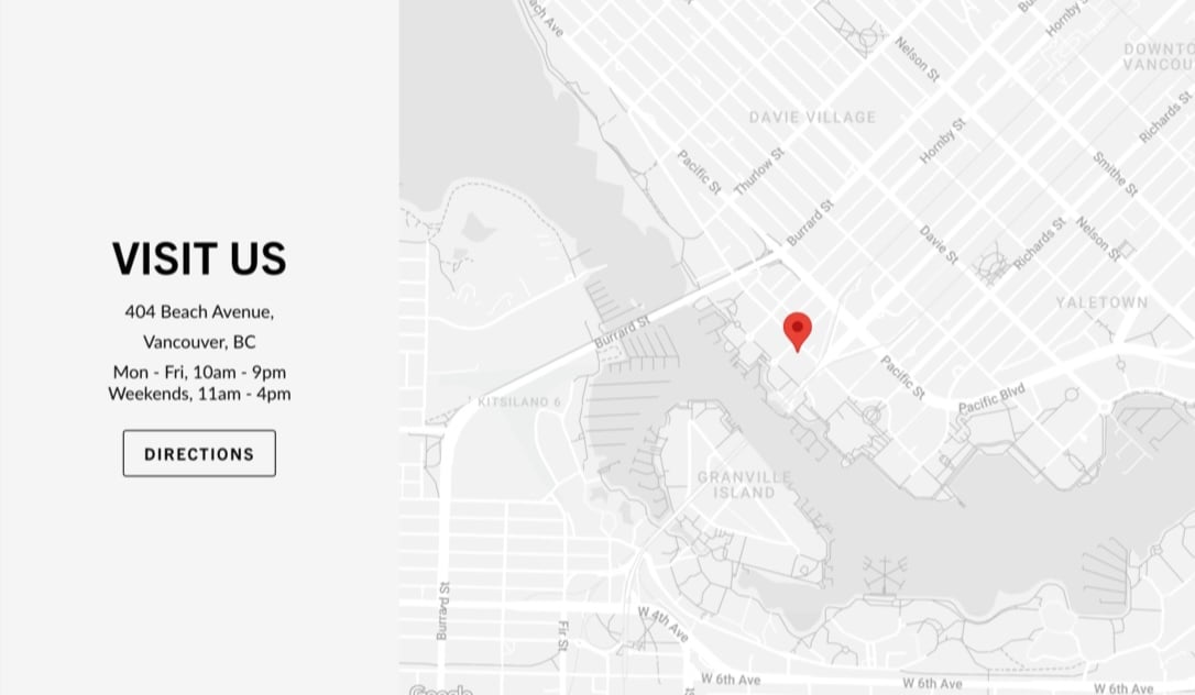 An example of the Map section with it's dark style option