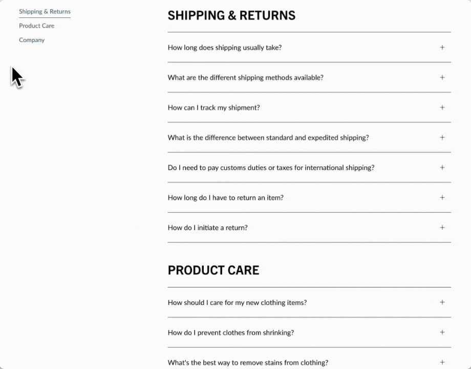 A gif showing how the sidebar section functions on desktop